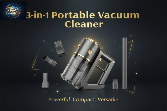 3-in-1 Portable Vacuum Cleaner Banner with Swift Conquest Logo