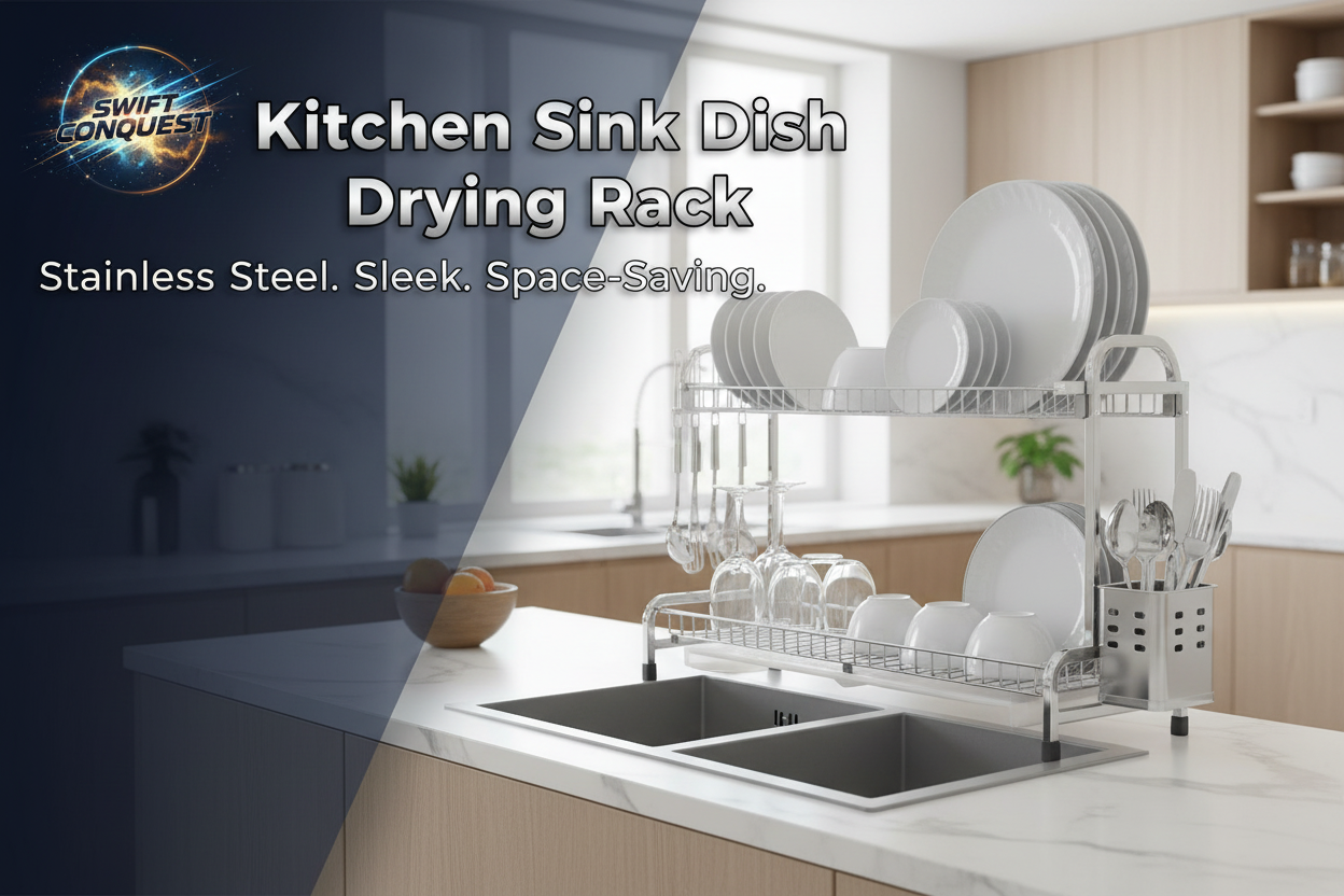 Kitchen Sink Dish Drying Rack Banner